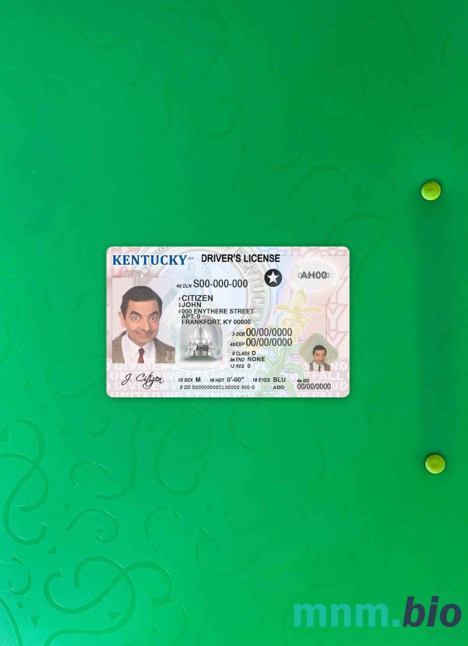 USA Kentucky prawo jazdy photolook, wygląd skanu i fotorealistyczny, 2 w 1